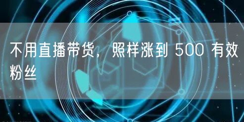 不用直播带货，照样涨到 500 有效粉丝