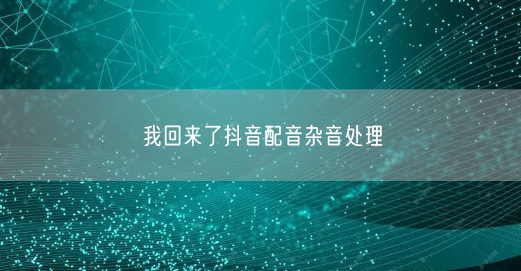我回来了抖音配音杂音处理
