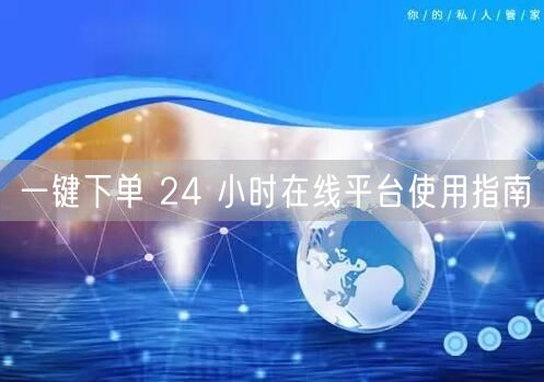 一键下单 24 小时在线平台使用指南