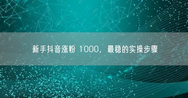 新手抖音涨粉 1000，最稳的实操步骤