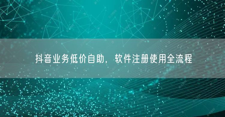 抖音业务低价自助，软件注册使用全流程
